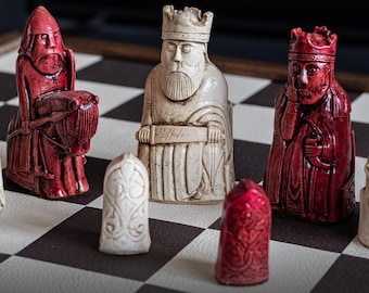 Juego de ajedrez de la Isla de Lewis, juegos de colección, decoración de museo, biblioteca de caballeros, regalo para amantes de la historia, artículos históricos hechos a mano, juegos clásicos.