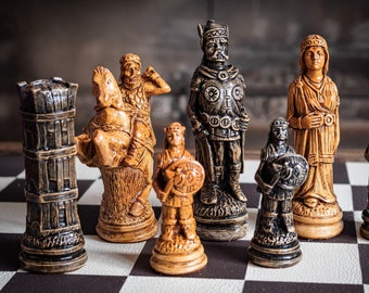 Made to Order – Chess set, Viking design in Black and Mahogany colour. BOARD NOT INCULDED