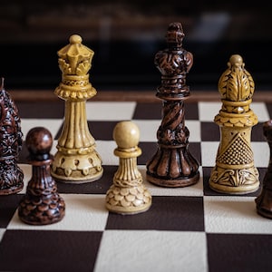 Ornate Staunton Chess Set, Hand made Chess Pieces, Classic Chess Set, Collector Chess Set, Decorative Chess Set