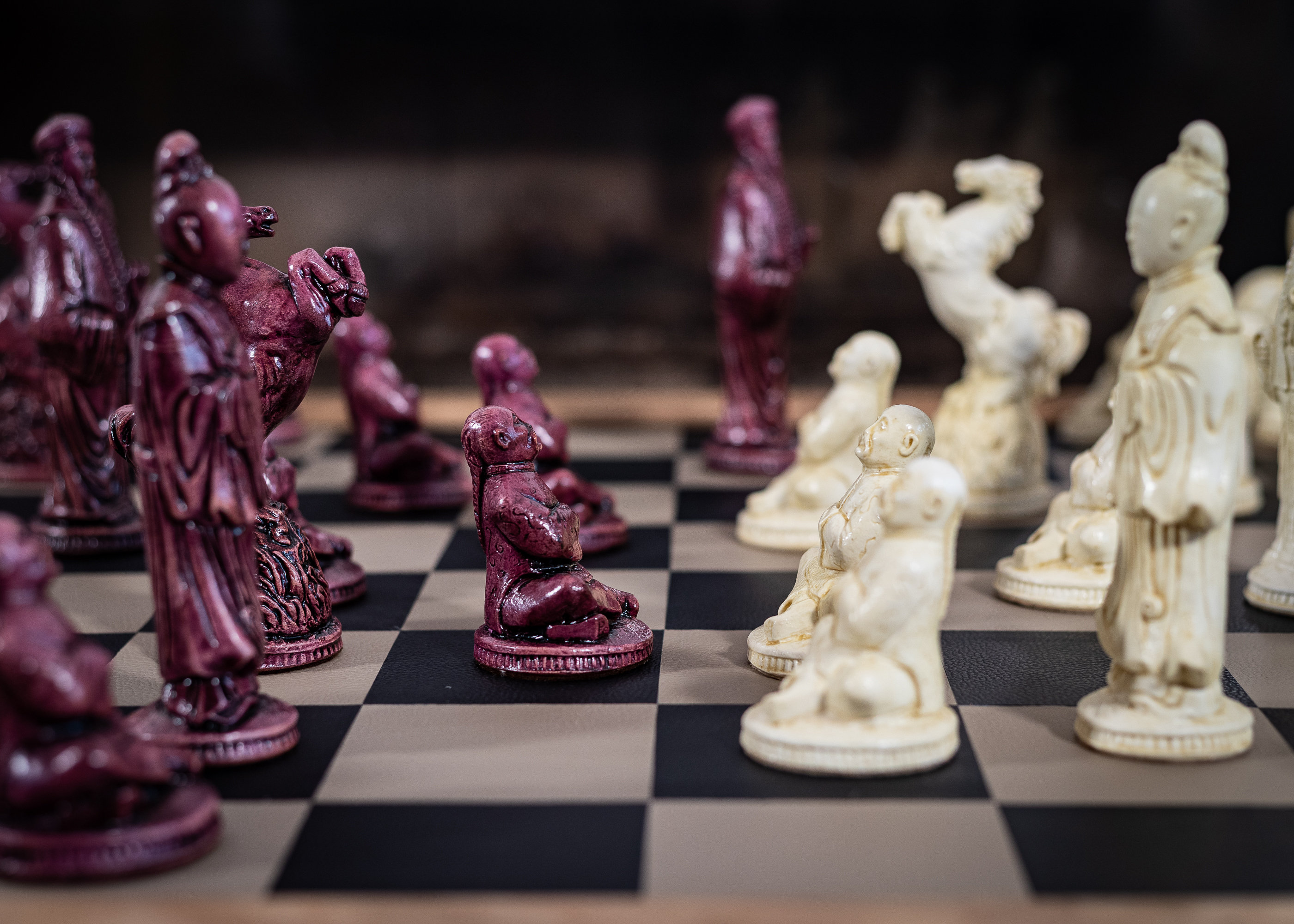 Made to Order – Chess Set, Eastern Design in a Stone and Aged Plum ...