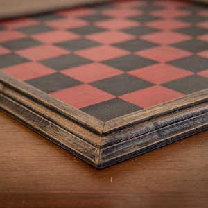 Made to order Chessboard finished in leather, with matching oak trim, 2 3/8&quot;(60mm) squares. BOARD ONLY. Please note these are not in stock.