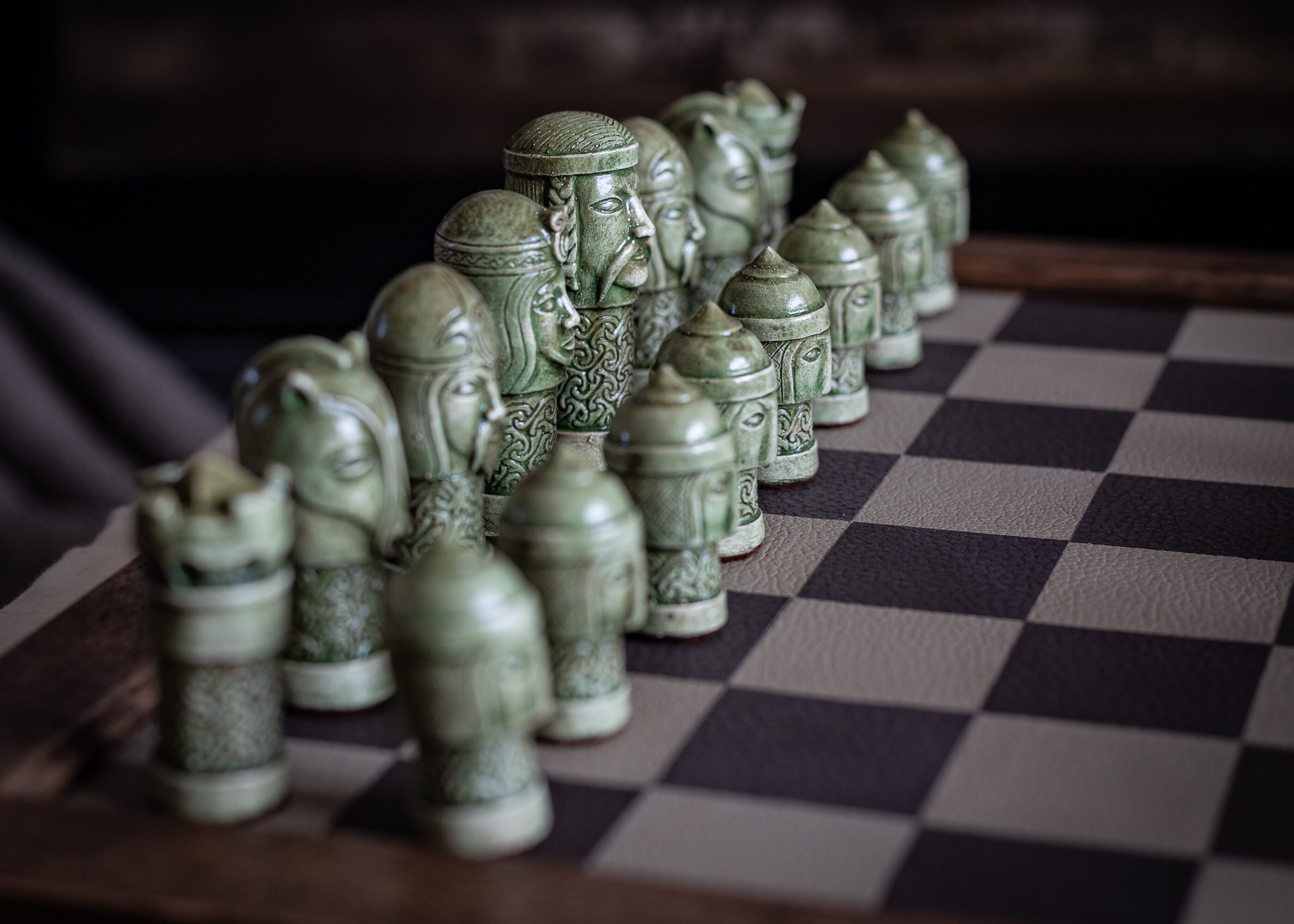 Made to Order Chess Set Celtic Design in Cream and Jade - Etsy