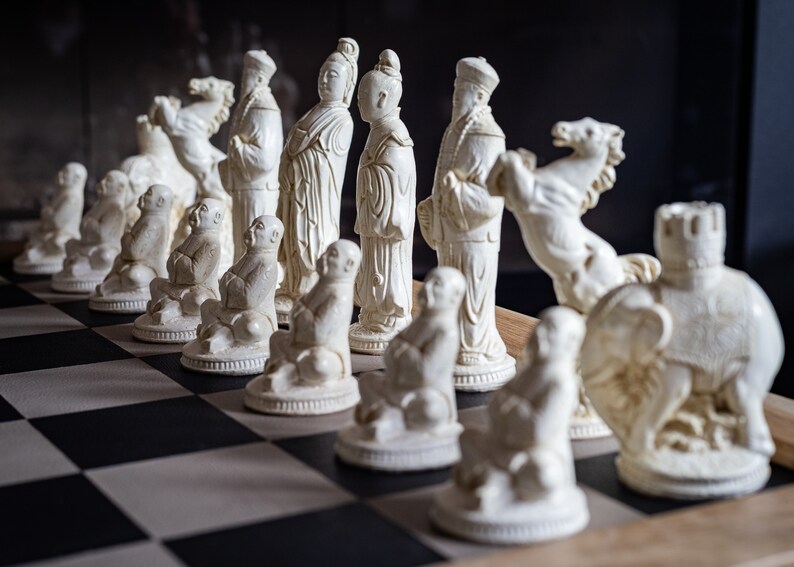 Made to Order – Chess Set, Eastern Design in a Stone and Jade Colour ...