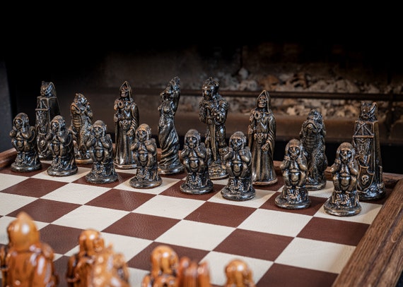 Made to Order Chess Set Fantasy Warlord Design in an Aged 