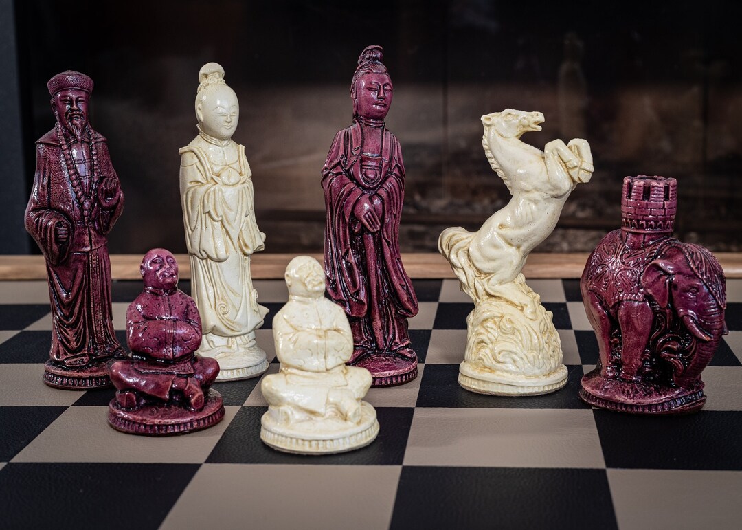 Made to Order – Chess Set, Eastern Design in a Stone and Aged Plum ...