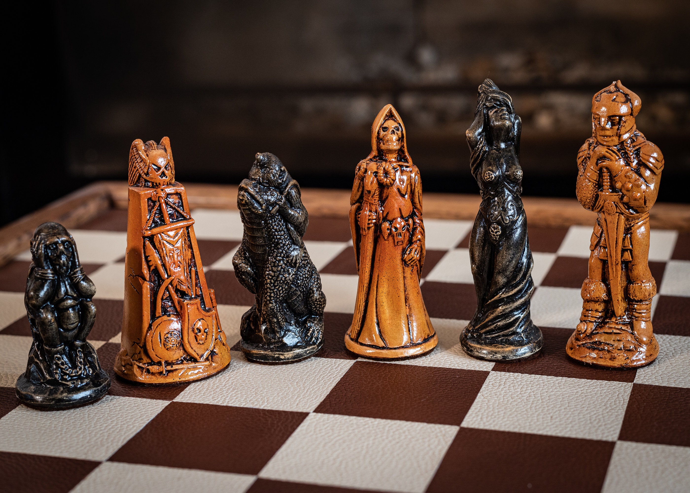 Made to Order Chess Set Fantasy Warlord Design in an Aged 