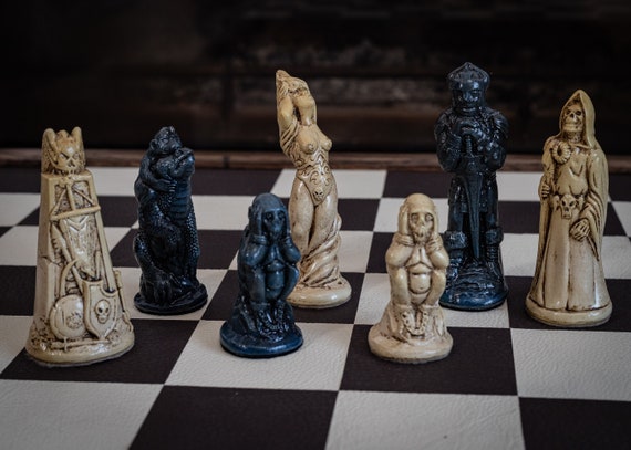 Made to Order Chess Set Fantasy Warlord Design in an Aged 