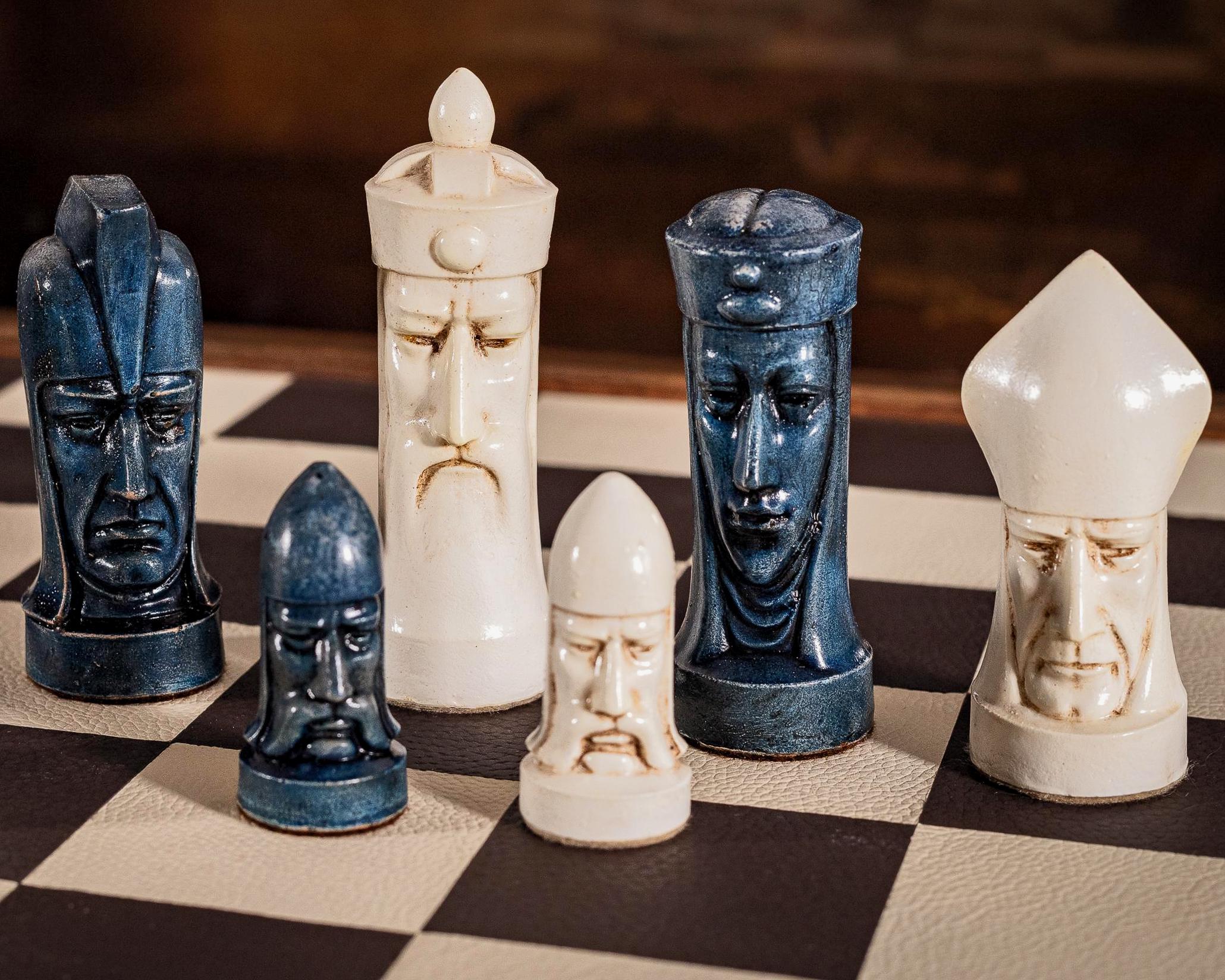Handmade Gothic Chess Set, Mid Century Sculptural Pieces, Modernist ...