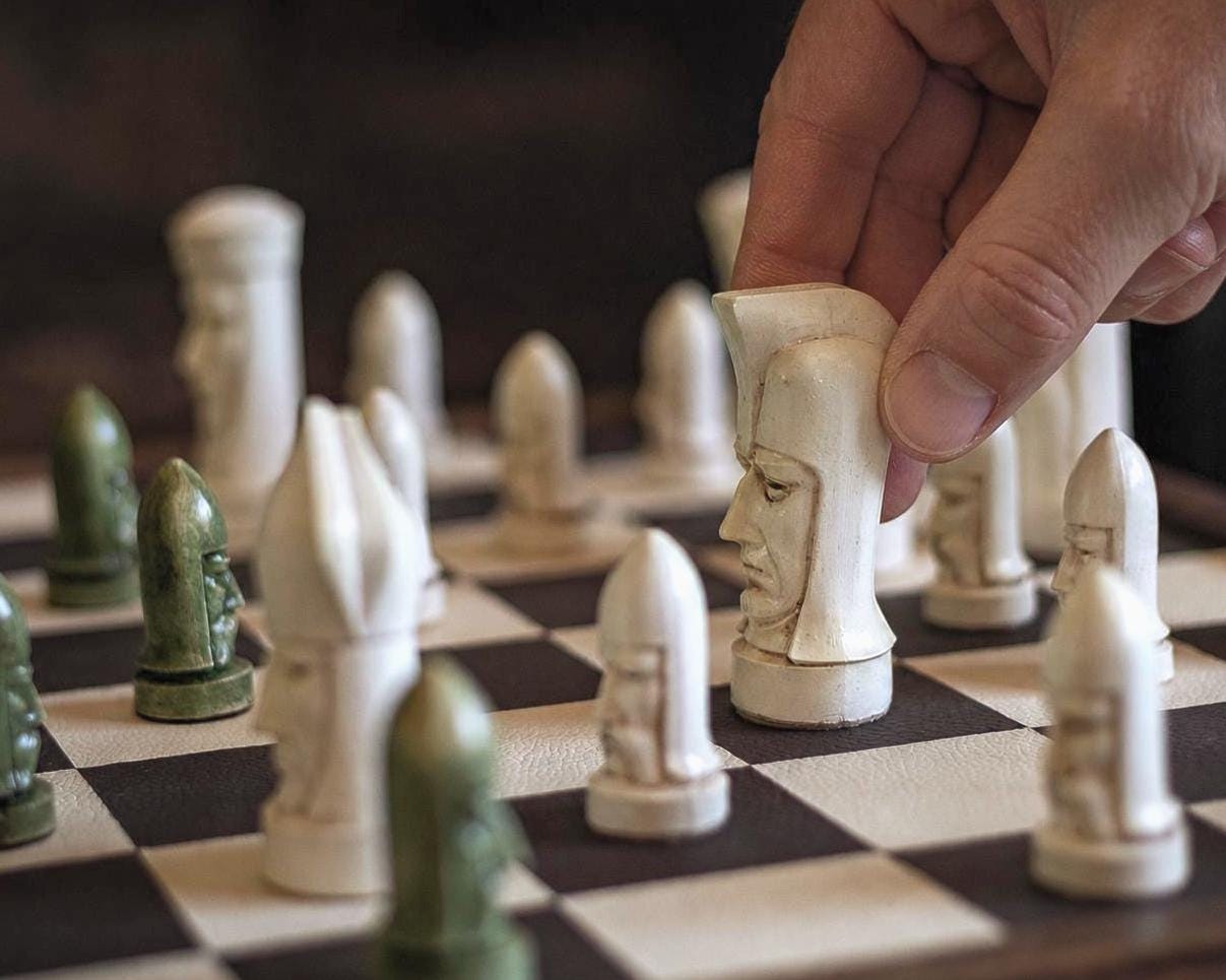 Handmade Gothic Chess Set, Mid Century Sculptural Pieces, Modernist ...