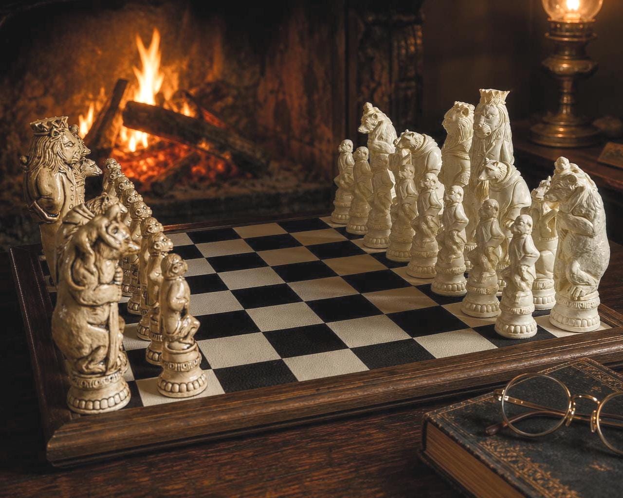 Handmade Reynard the Fox Chess Set, Medieval Animal Collector
