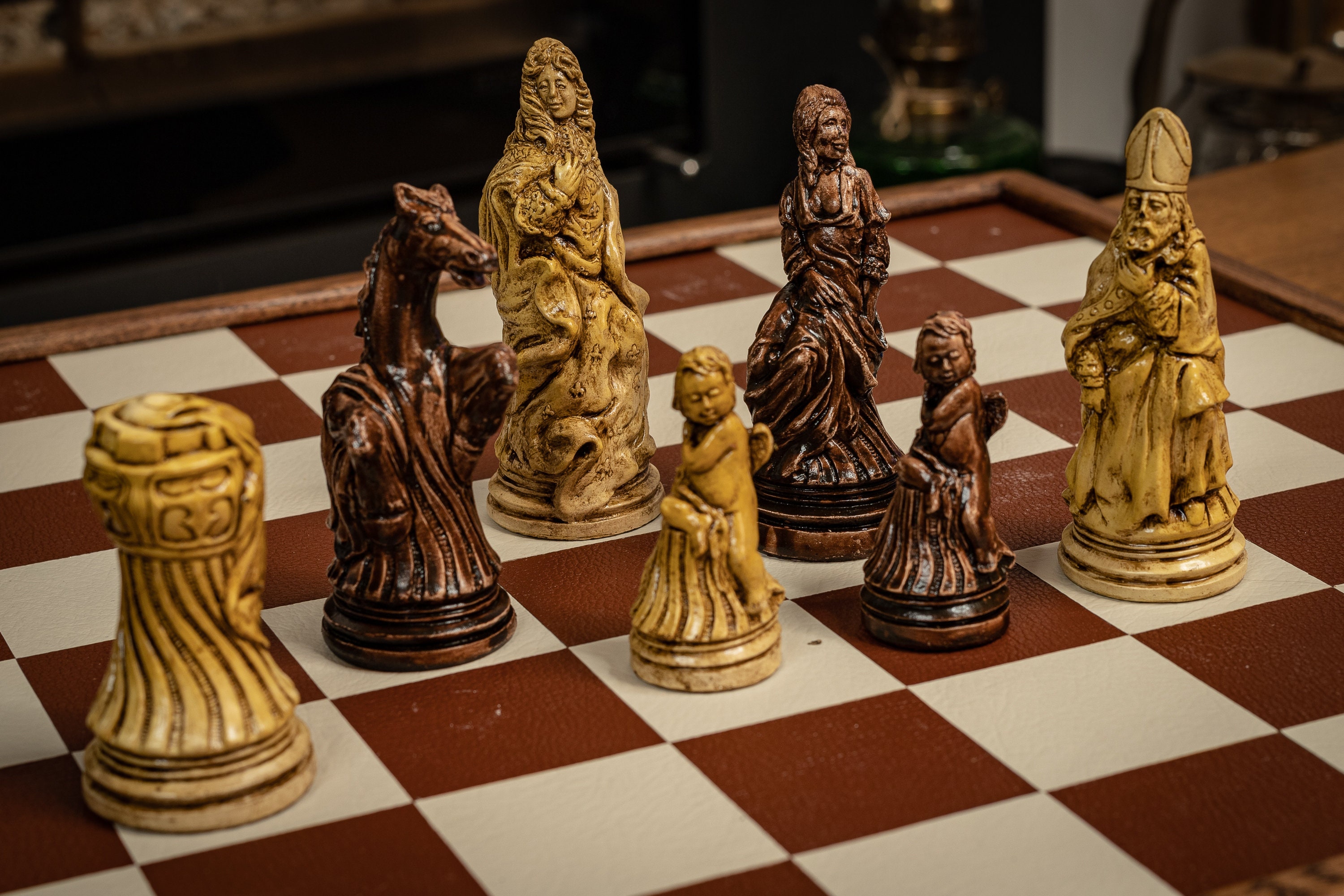 Special Offer Price Chess Set Louis Xiv Design in an Aged 