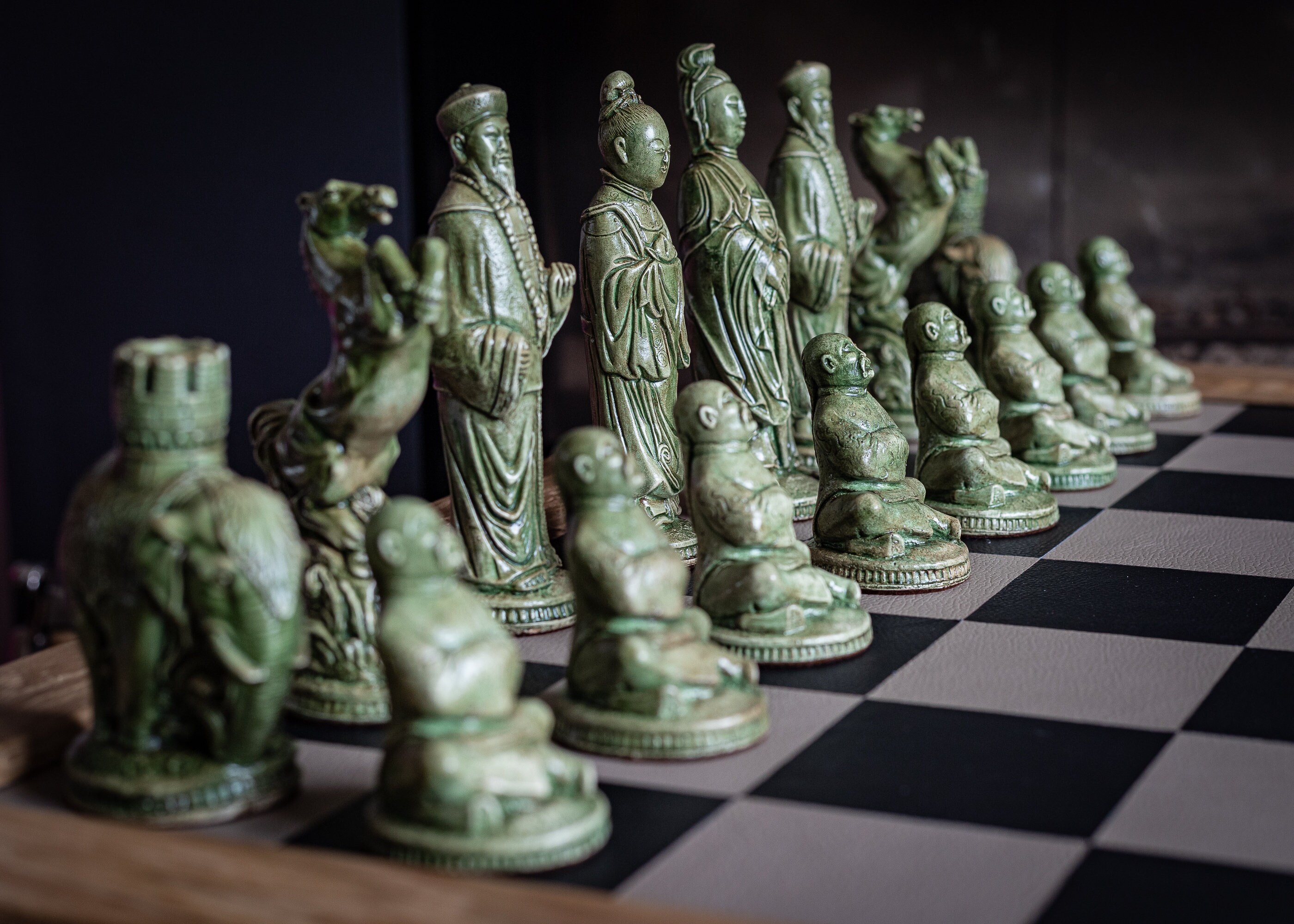 Made to Order – Chess Set, Eastern Design in a Stone and Jade Colour ...