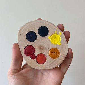 Handmade Artisanal Watercolor Set - Wood Slice ( 6 Vibrant Colors)