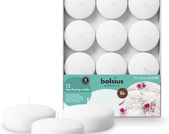 Bolsius Maxi Floating Candles - Pack of 12 - White | Ivory