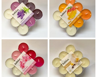 Ombré Scented Bolsius Tea Light Candles | Pack of 18 | Lavender, Pink Orchid, Mango, Vanilla