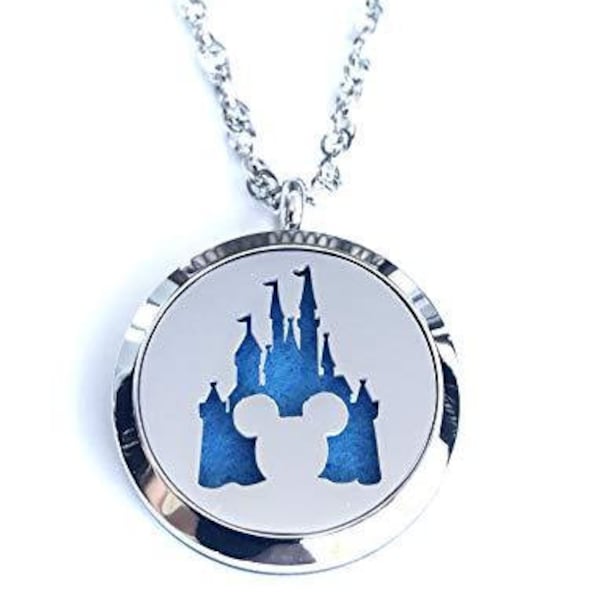 FIKA Mickey Mouse Aromatherapy Essential Oils Necklace Pendant Air Freshener Locket Pads included (Magic Kingdom)