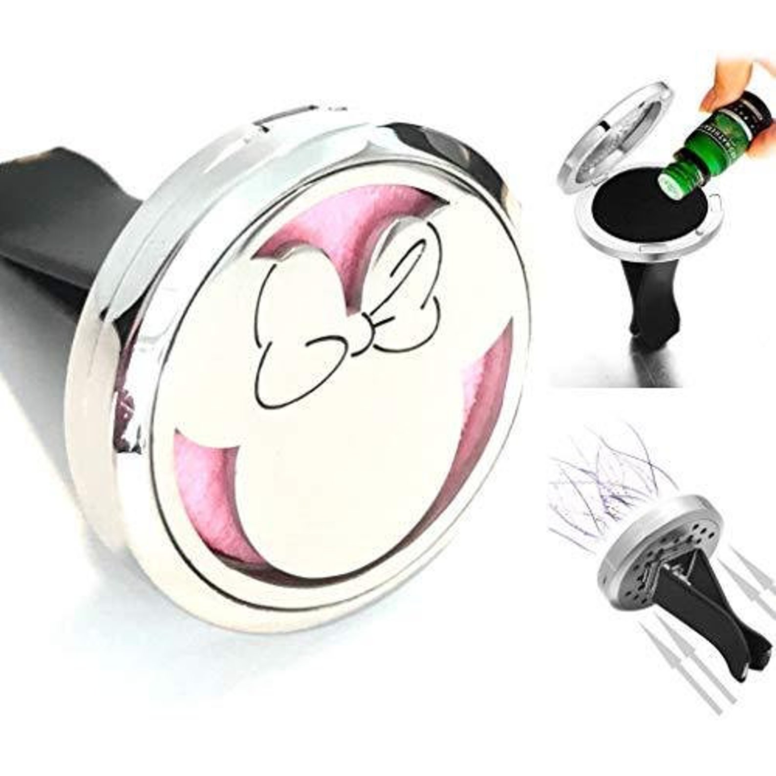 FIKA Minnie Mouse Car Air Freshener Vent Clip Locket Aromatherapy