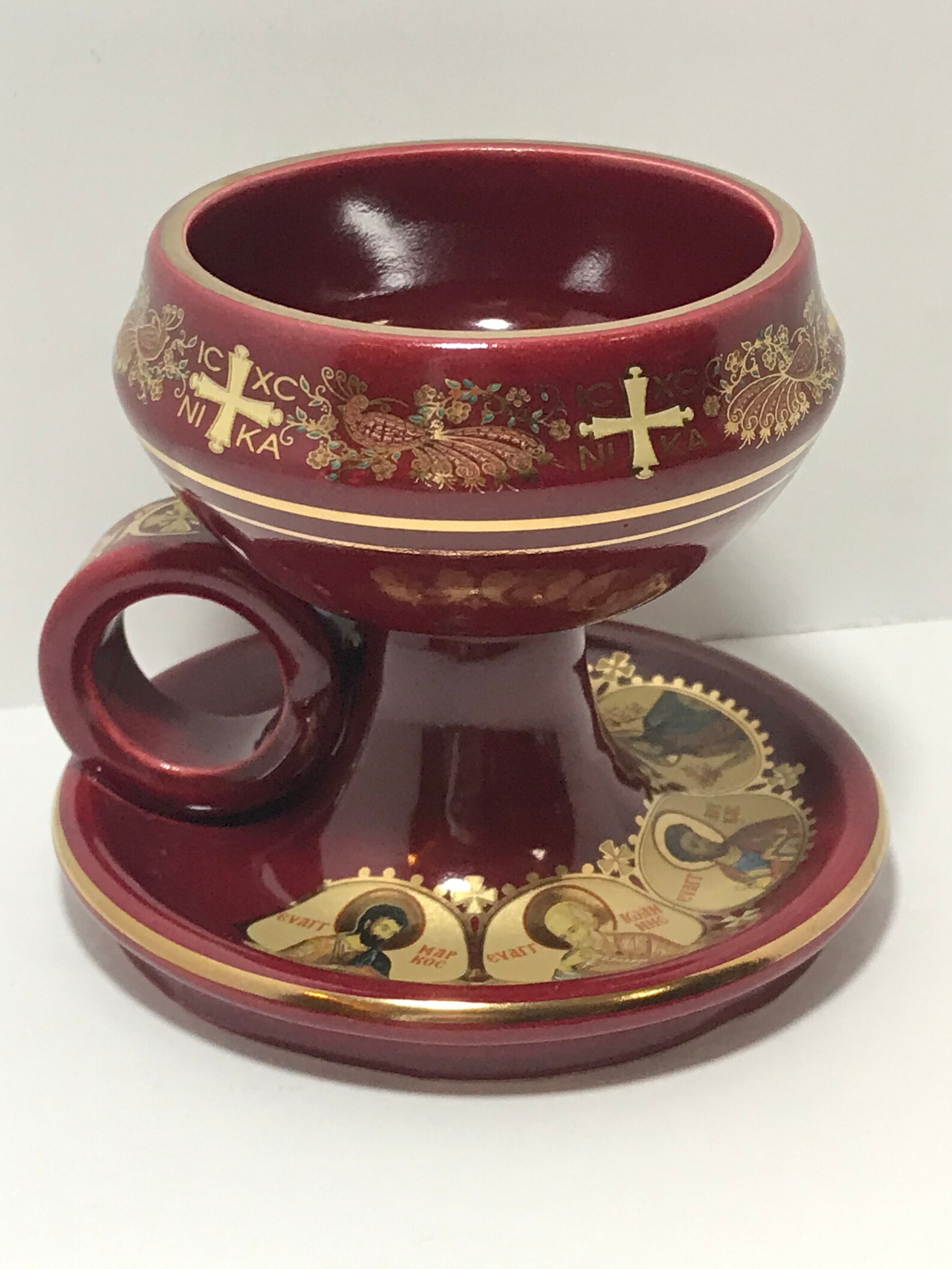 Ceramic Religious Incense Burner Maroon Etsy