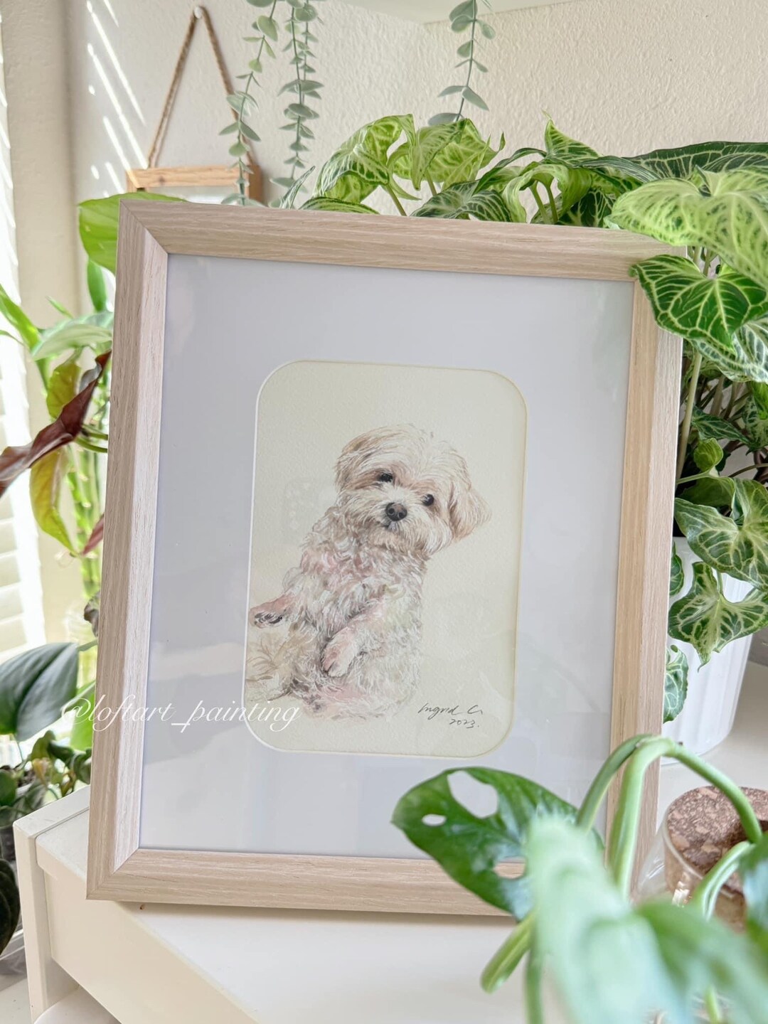 Custom Pet Dog Photo Portrait Hand Drawn and Painted Original ...