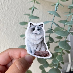 Ragdoll Cat Painting Vinyl Sticker, Waterproof  for Water Bottles, Scrapbook, Journals, Laptop, Cards