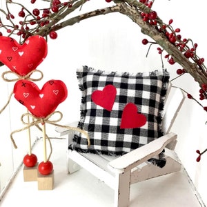 Valentine Mini Pillow, Heart Pillow, 5 X 5 Mini Pillow,Farmhouse Mini Pillow,Shelf Sitter, Doll Pillow, ,Tiered Tray Decor, Bowl Filler