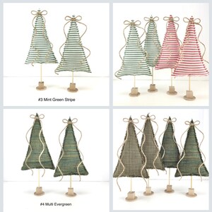 Farmhouse Mini Christmas Trees, Stuffed Fabric Tree on Stand, Cozy ...