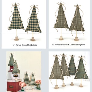Farmhouse Mini Christmas Trees, Stuffed Fabric Tree on Stand, Cozy ...