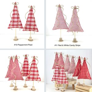 Farmhouse Mini Christmas Trees, Stuffed Fabric Tree on Stand, Cozy ...