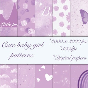Cute Nursery baby girl digital papers