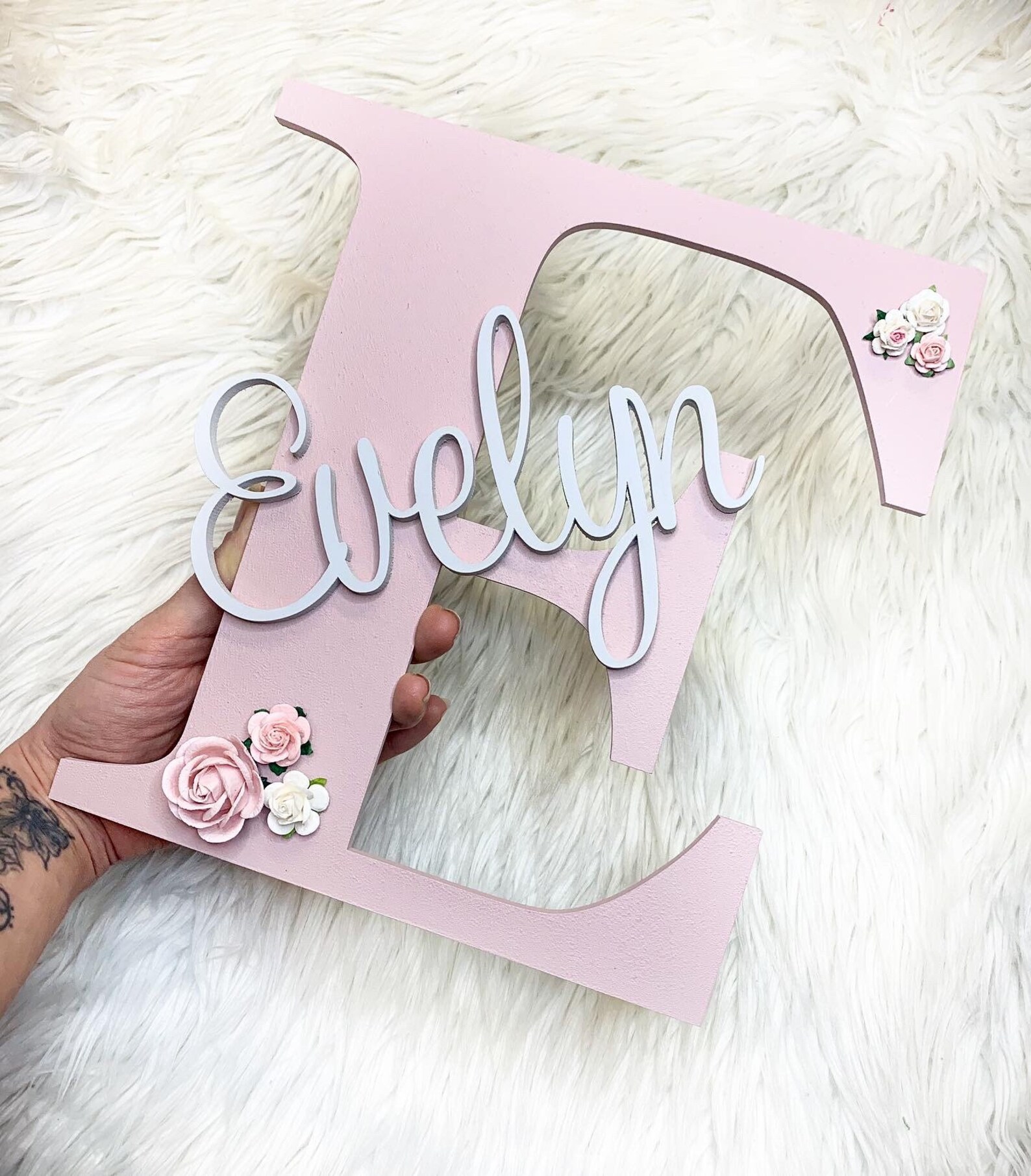 Personalised wooden initial and name wall decor | Etsy