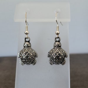 Silver Turtle Earrings/Sterling Silver Ear Wire