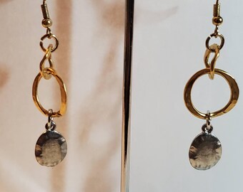 Dangle Two Tone Earrings/Gold Ear Wires