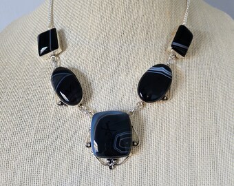 Botswana Agate and Sterling Silver Necklace
