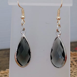 Smokey Charcoal Crystal Earrings