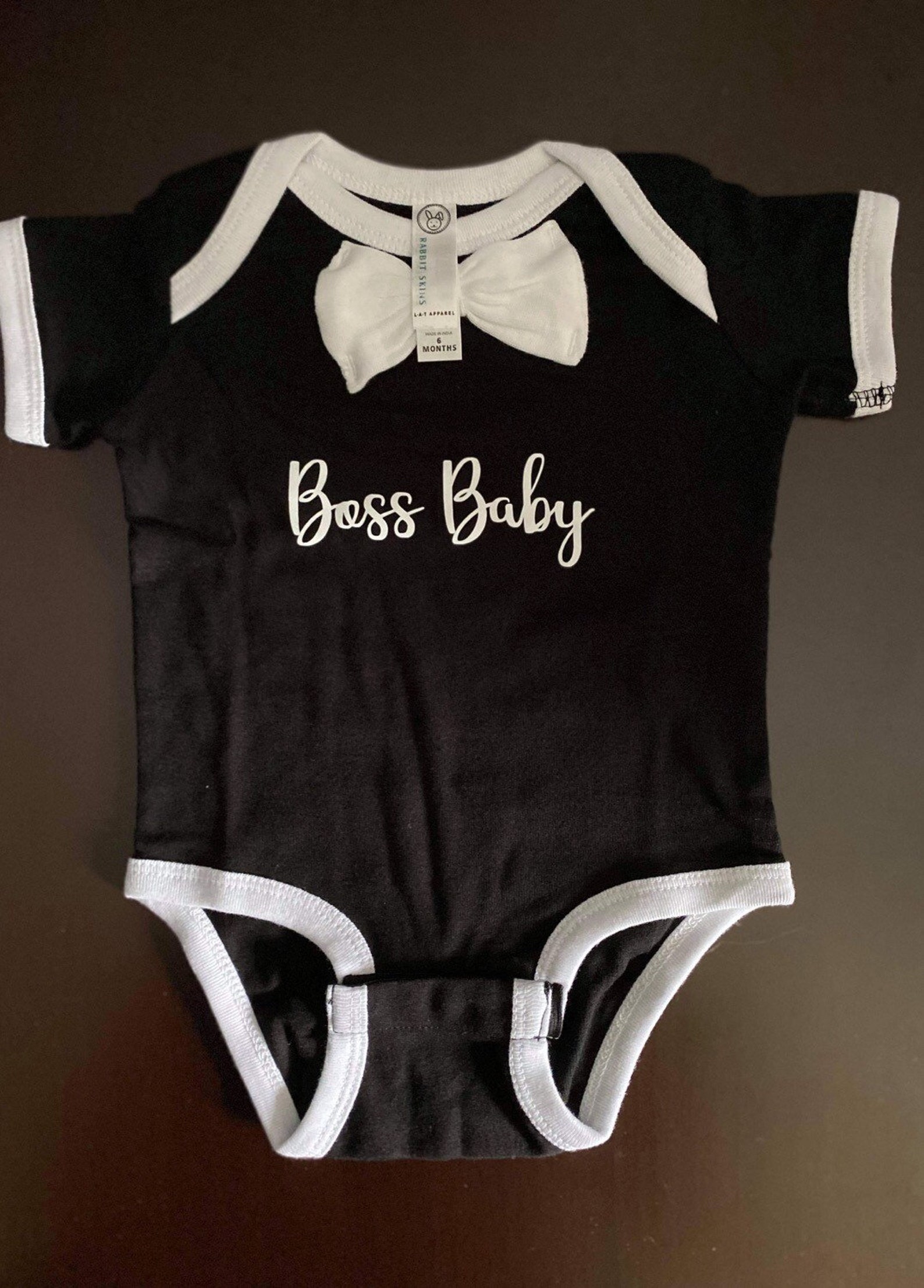Black Boss Baby Onesie with Bow tie 6months Etsy