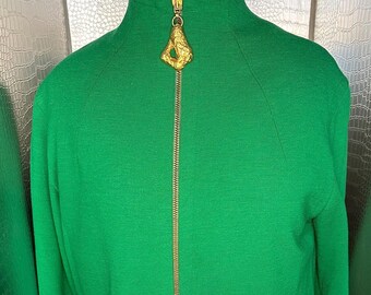 Anne Klein Vintage Emerald Green Zip Up Coat Size 4