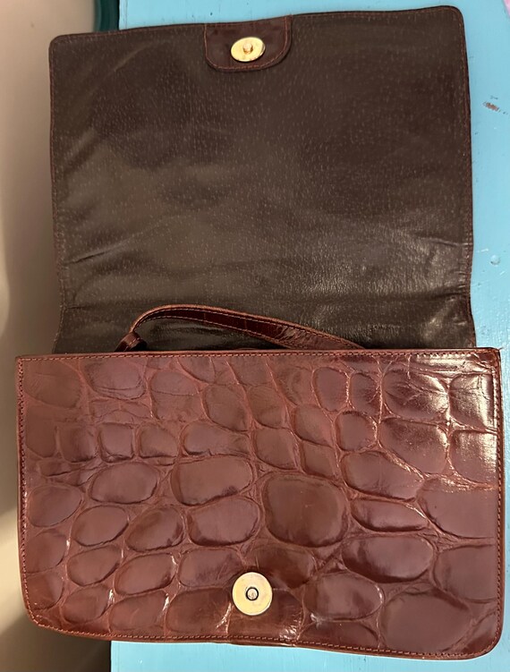 Ann Taylor Vintage Brown Croc Embossed Leather Cr… - image 5