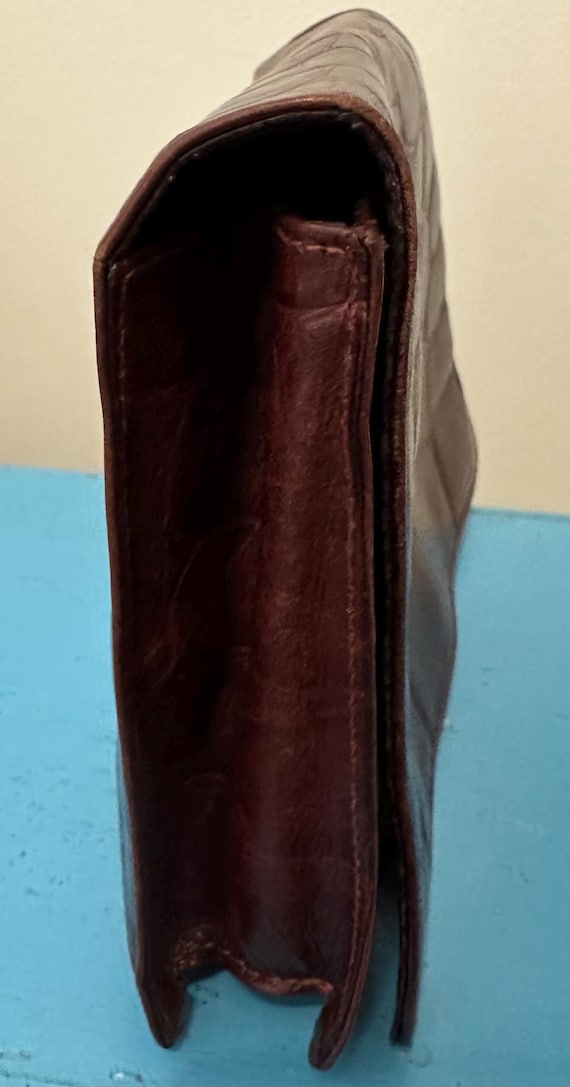 Ann Taylor Vintage Brown Croc Embossed Leather Cr… - image 3