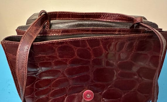 Ann Taylor Vintage Brown Croc Embossed Leather Cr… - image 7