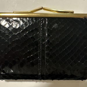 Cartera vintage de piel de serpiente negra para mujer, nueva en caja, de Bond Street.