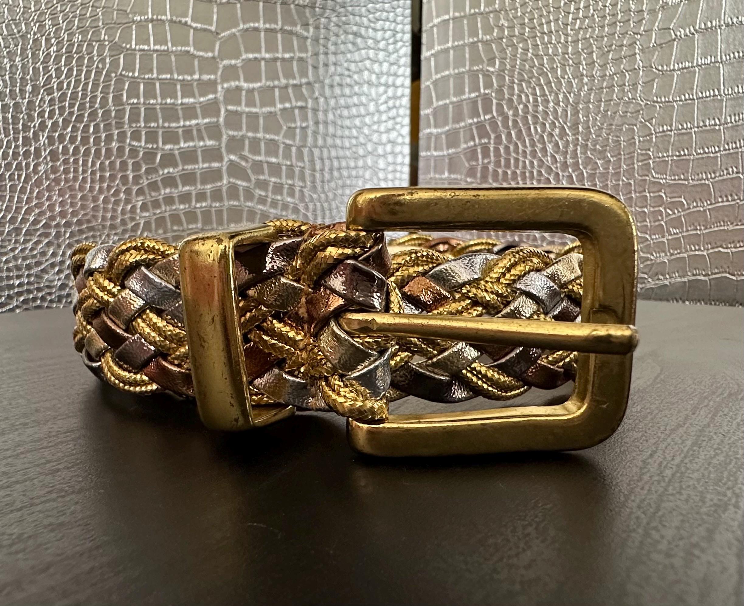 Vintage 80s/90s Gold Disc Stretch Belt Mod Disco 30\