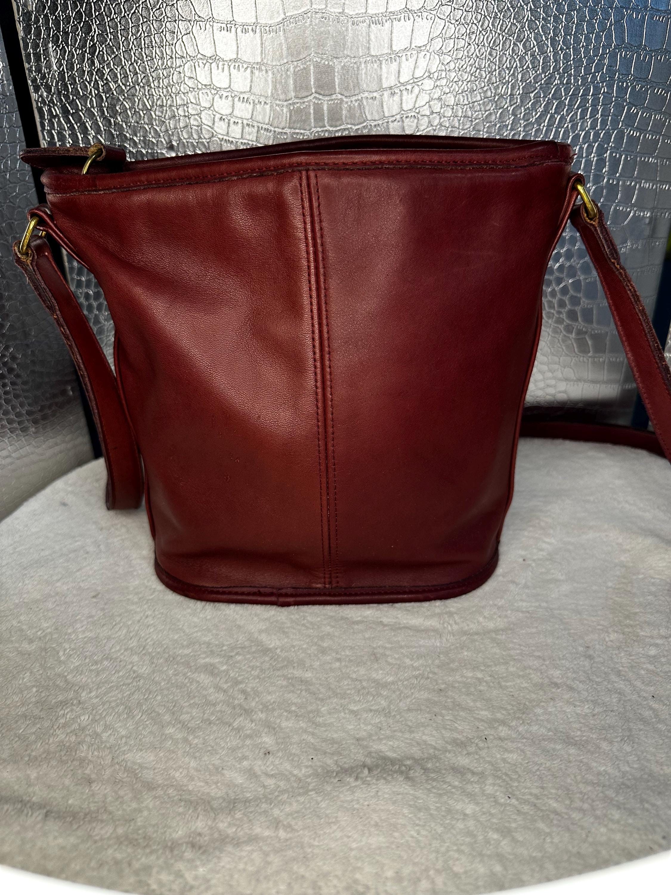 Coach Vintage Red Leather Bucket Bag - Etsy
