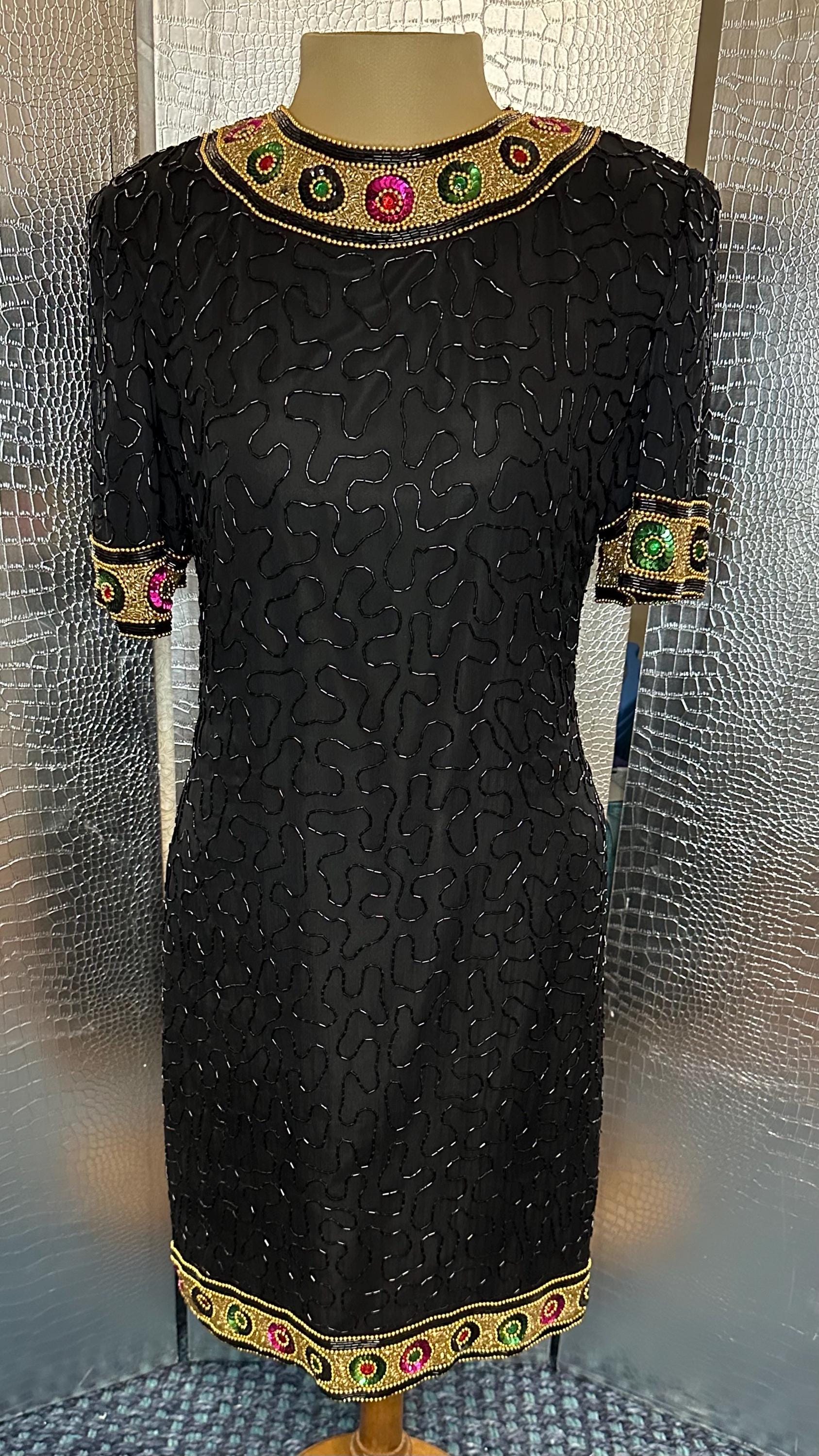 laurence kazar new york beaded dress Vintage Laurence Kazar New York Blue Evening Dress – The Stand Alone main image 1