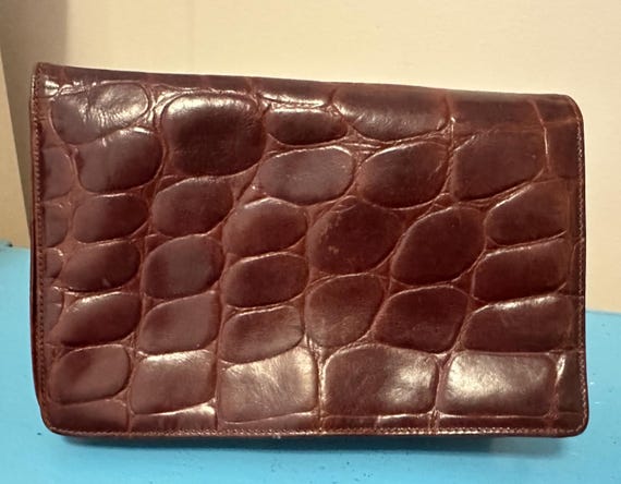 Ann Taylor Vintage Brown Croc Embossed Leather Cr… - image 8