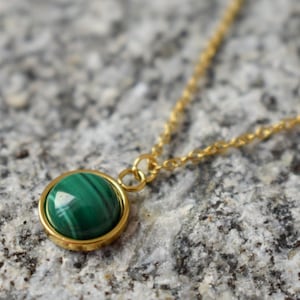 Natural Malachite Necklace Gold, Dainty Malachite Necklace, Green Malachite Pendant Necklace, Malachite Gemstone Necklace, Gift For Her