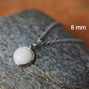 White jade pendant necklace for women, 8mm neckalce, Small gemstone necklace, Minimalist, White necklace, Handmade jade jewelry, Gift women