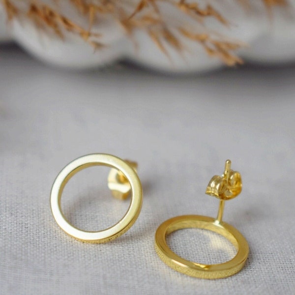 Kreis Ohrstecker 18k vergoldete Ring Ohrringe Offene minimalistischer Schmuck, Unisex Schmuck Geschenk