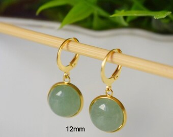 Aventurine Dangle Earrings: Green Gemstone Jewelry, Lightweight Earrings, Gift for her