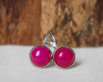 Pink Jade Earrings, Gemstone Dangle Earrings, Pink Silver Earrings, Jade Jewelry, Gifts For Women, 12mm, Lever-back Stone Hanging Earrings