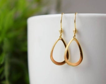 Gold Plated Teardrop Earrings: Minimalist Dangle Jewelry